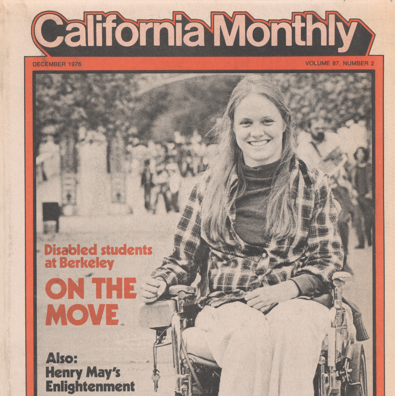 Cover of California Monthly magazine with woman in wheelchair